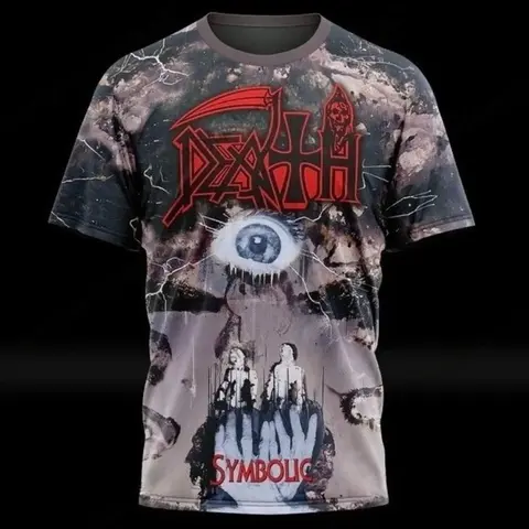Heavy metal rock band death 3D printed T-shirt men's and women's fashion street American retro hip-hop short sleeved top