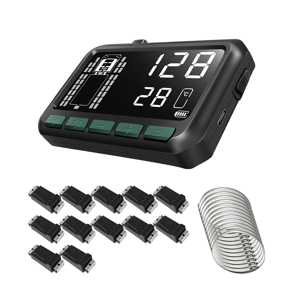 For Factory Direct Wireless Digital Truck Universal 12 Wheels Tire Pressure Monitoring System 12 Internal Sensors Model