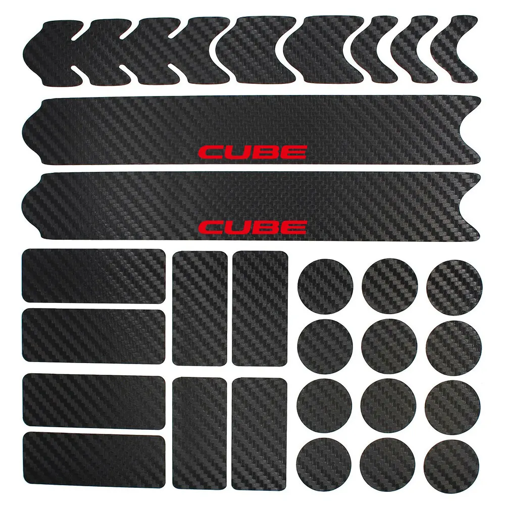 AlphaShield Fietsframebescherming – 28-delige Folieset, Carbon-look, Voor MTB, BMX, E-bike, Lakbescherming Tegen Krassen En Steenslag