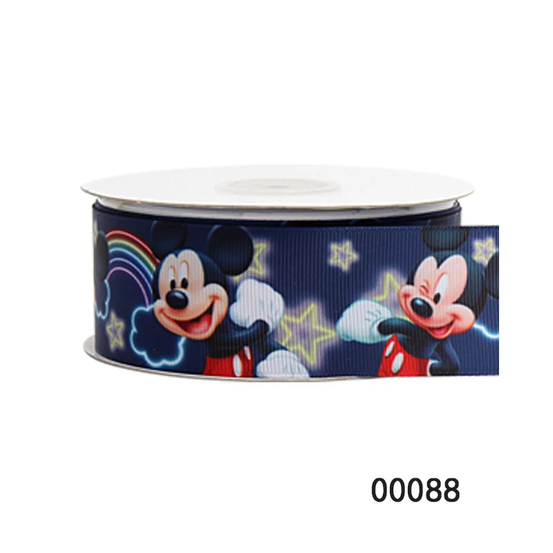 10yards Disney Mickey Mouse Cartoon Grograin Ribbon 25mm for Bows Printed DIY Craft Supplies Handmade Decoration Materials