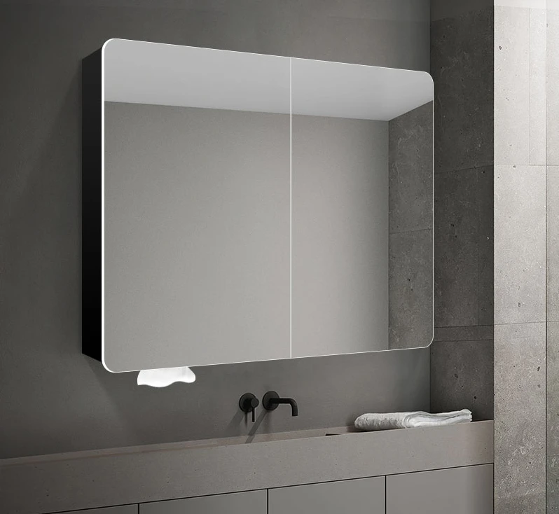 Small-sized bathroom mirror cabinet wall-mounted upper wall separate bathroom washstand space aluminium storage storage.