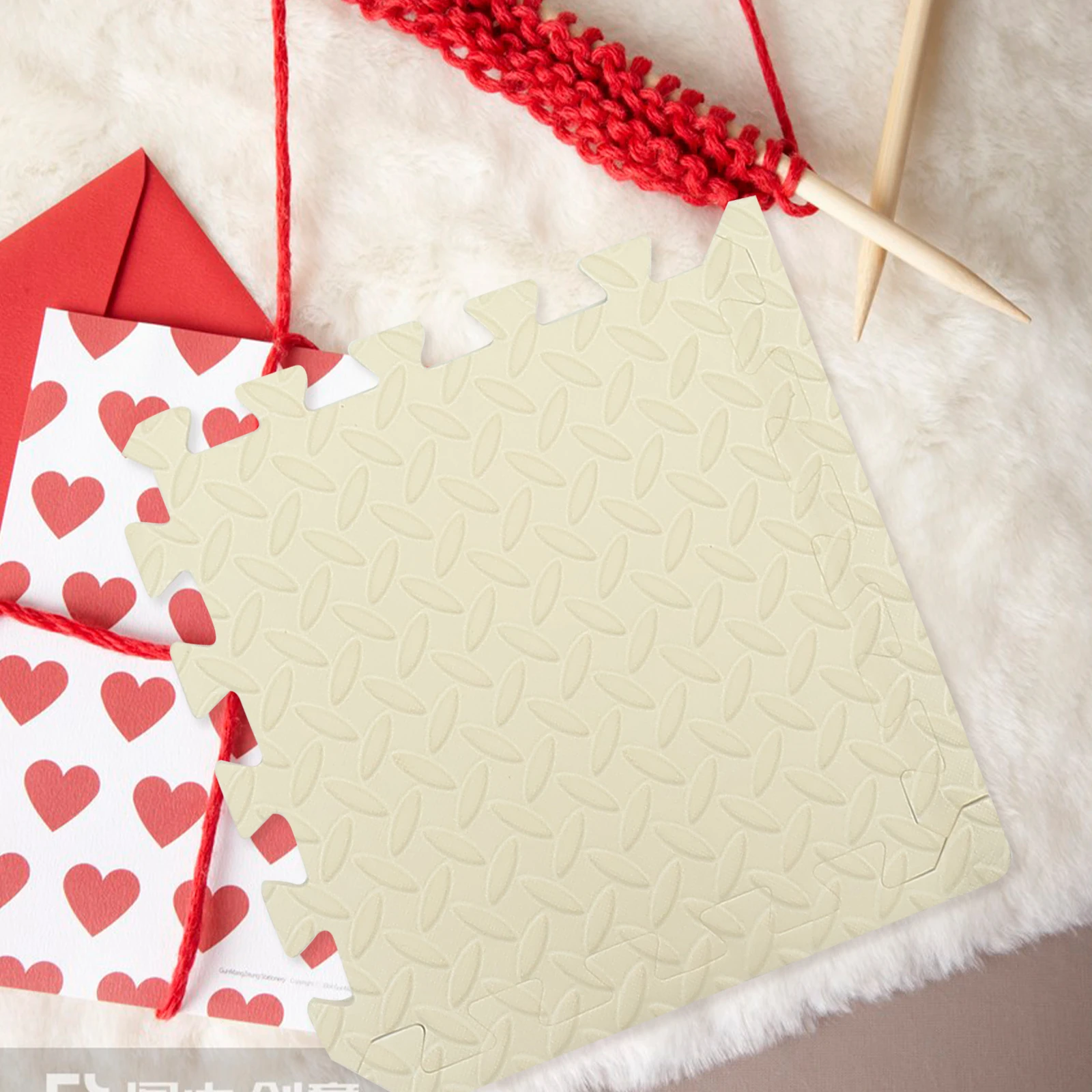 

9pcs Beige Foam Mats Knitted Mat Portable Blocking Board for Crocheting Needle Felting Work Surface Lightweight Compact Shape