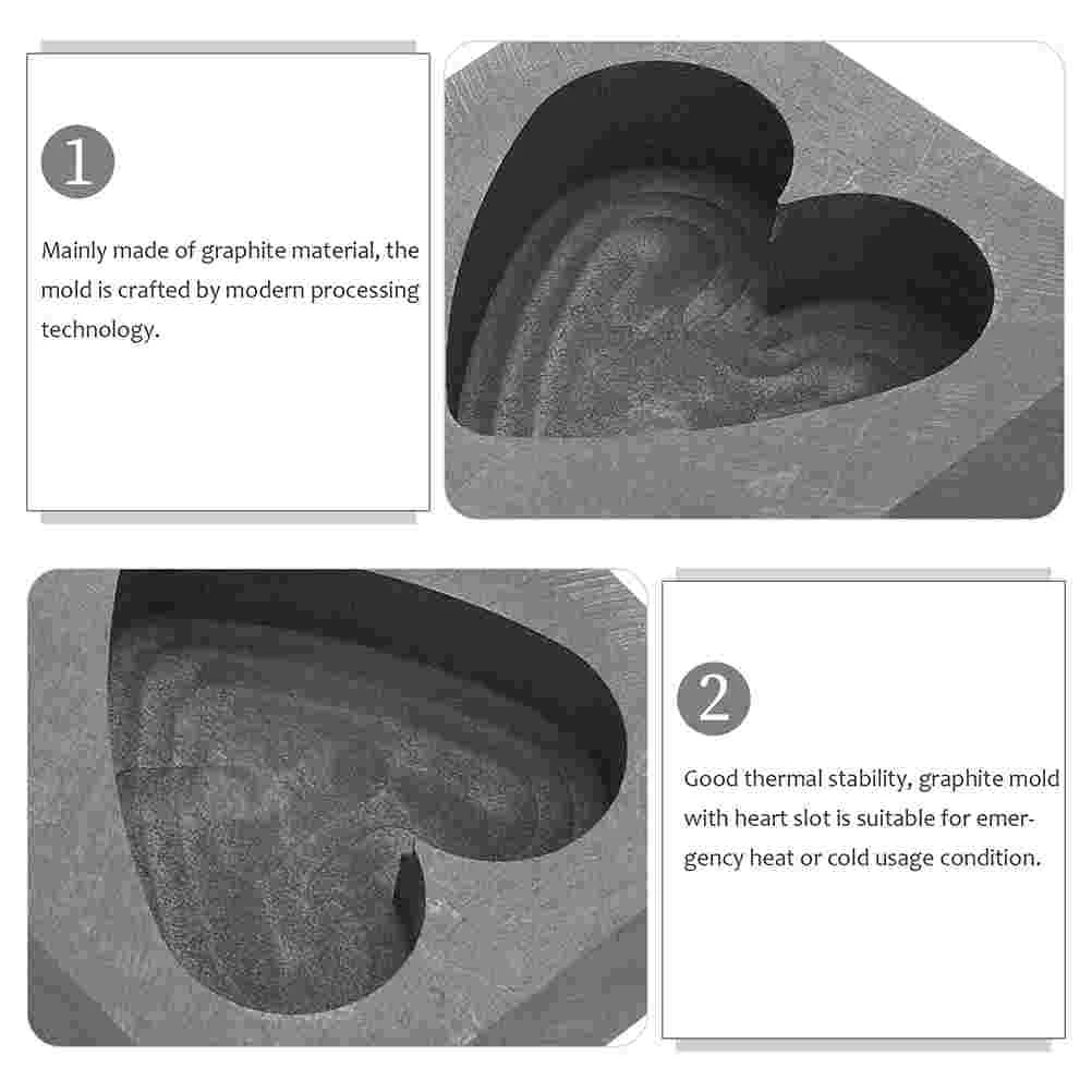 2 ชิ้น Graphite Ingot แม่พิมพ์ทองเงินทองแดงทองเหลืองสังกะสีรูปหัวใจ 2 ชิ้น Cross Casting แม่พิมพ์สําหรับเค้ก