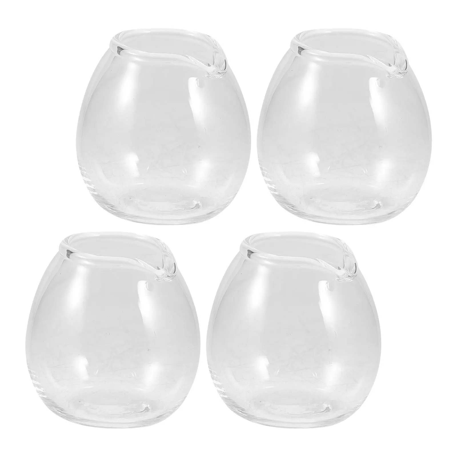 

4Pcs Japanese Style Mini Creamer Pitcher Glass Sauce Jug 20Ml Precision Spout for Latte Art Honey Dispenser Portable Outdoor Use