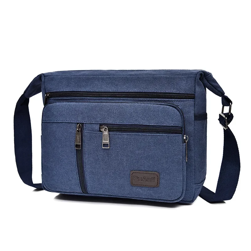 Bolso de mensajero de lona Horizontal para hombre, bolso de hombro para hacer negocios, bolso de viaje para teléfono móvil