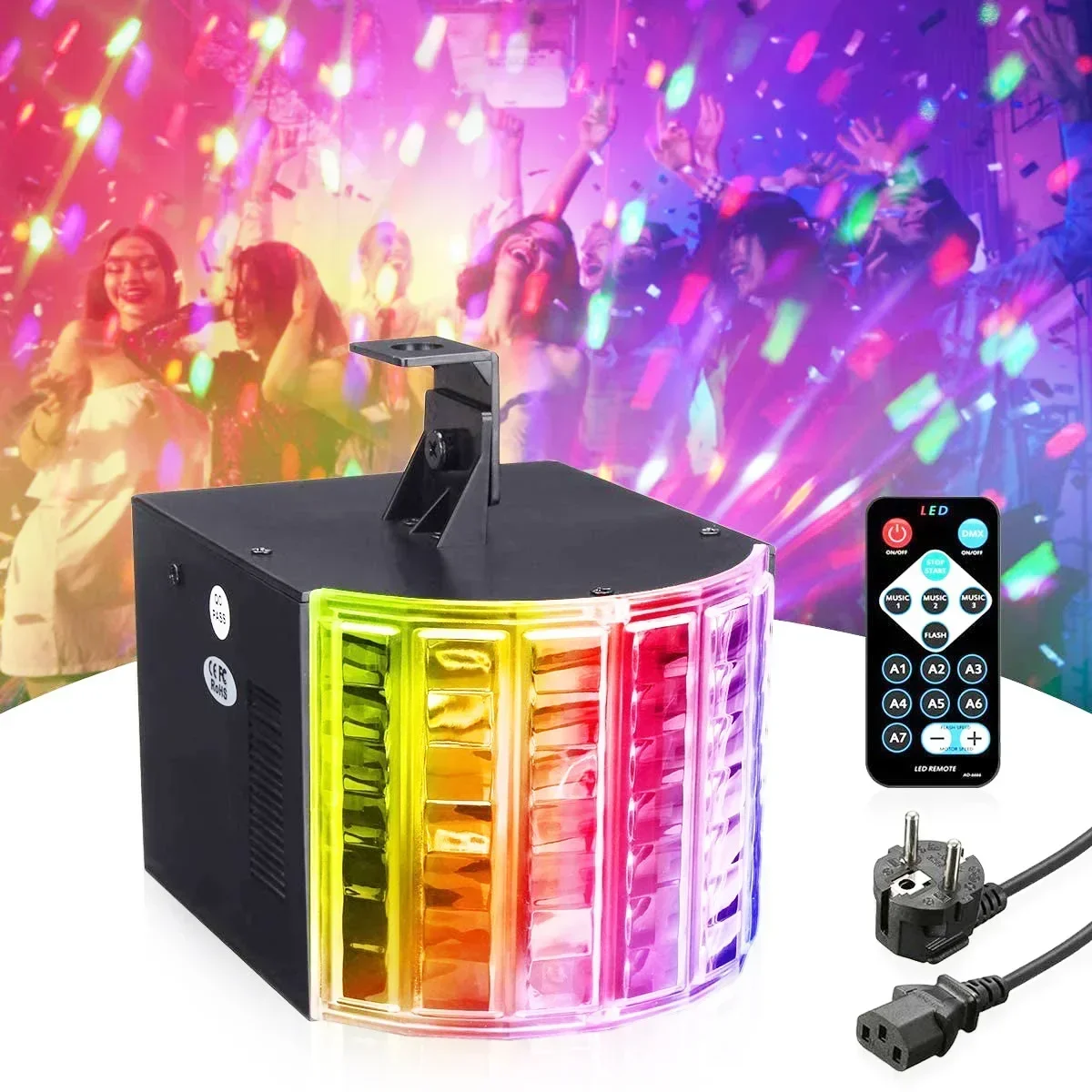 LED Three Layer Butterfly Laser Beam Light Double Pattern Stage Lighting Effect Voice Activated DJ Disco Party Flash Strobe Lamp