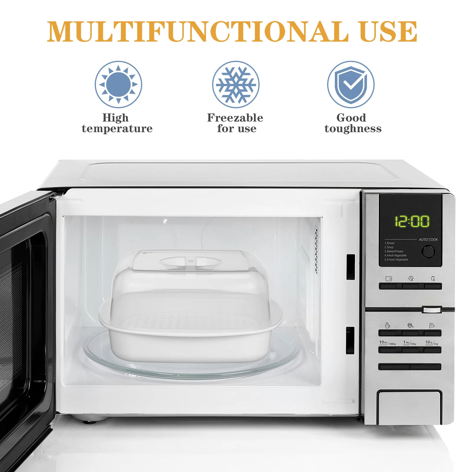 

1Pcs Microwave Oven Steamer Basket White Honeycomb Design Transparent Cover Food Steamer Kitchenware Kitchen Supply