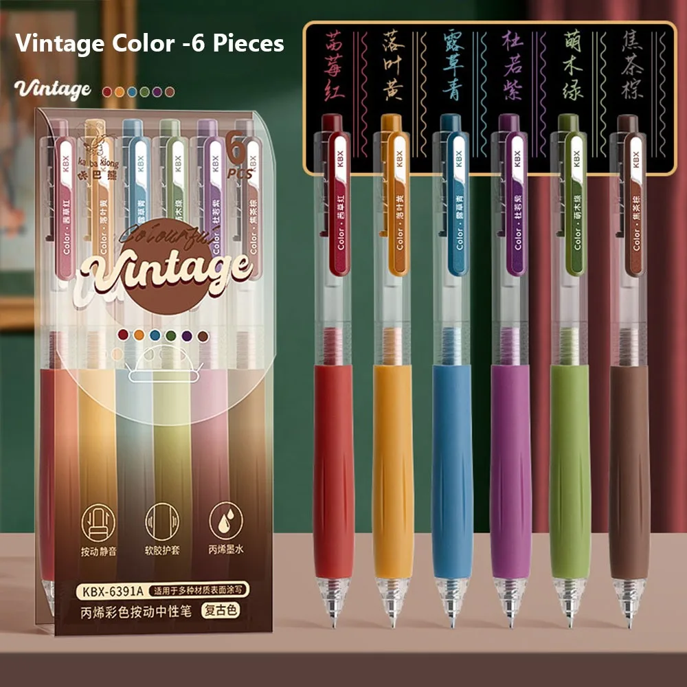 

6 цветов/набор, цветная гелевая ручка пресс-типа, акриловая живопись, студенческий дневник, маркировка, цветная нейтральная ручка, цветная ручка для рисования