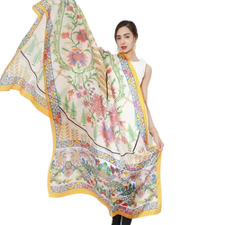 New Yellow Green Silk Luxury Brand Bandana Scarf Women Fashion Designer Shawls Hijab Foulard Femme Pashmina 2022