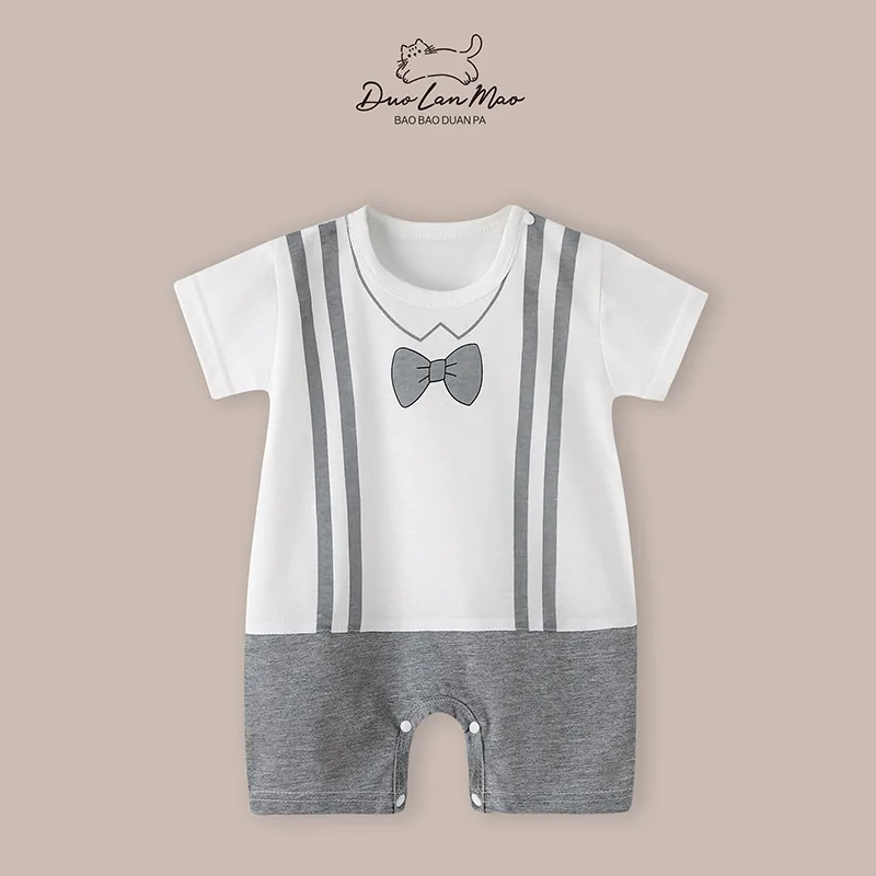 Baby Clothes Bodysuit for Newborn Infant Jumpsuit Boys Girls Letter Print Short Sleeves Romper Toddler Onesies 0 to 12 Months