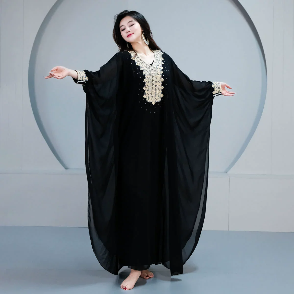

Egyptian Style Belly Dance Hair-Flipping Robe Dancing Khaleegy Robe Competition Performance Costume Women Dance Wear