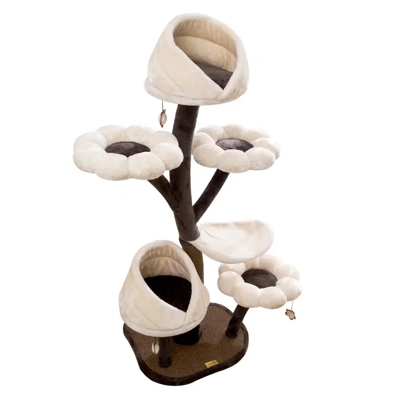 

Large Size Luxury Indoor Pet Tree, Cat Climbing Tree Condo, Scratching Cat Tower, Big House Cat toys Cute flower accessories