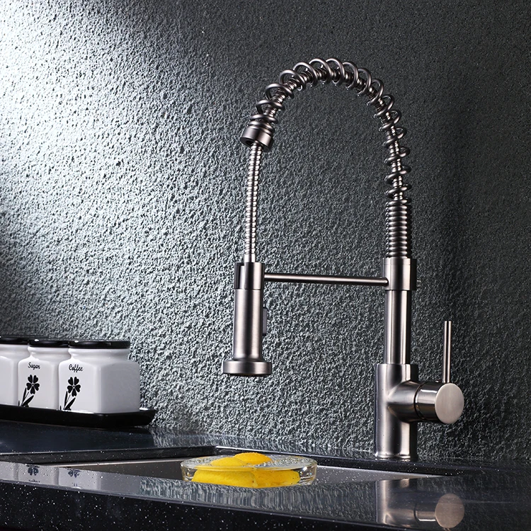 Faucet manufacturing kitchen water sink mixer faucet single handle pull down sprayer spring kitchen faucet