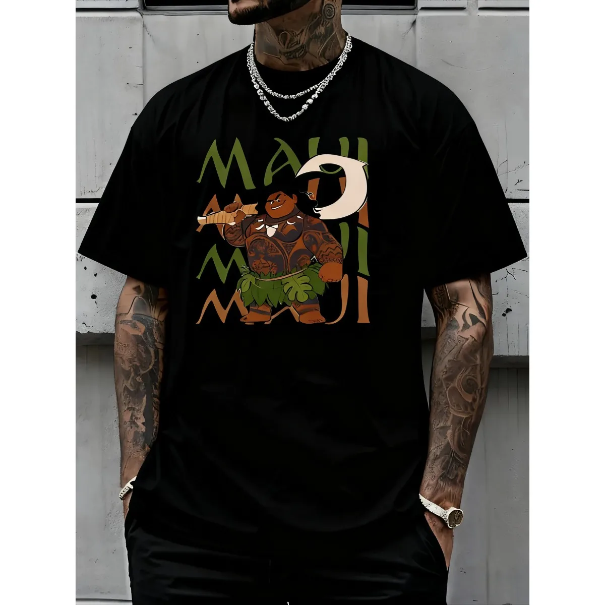 

Мужская футболка из хлопка с принтом «Моана» (2026), модная, свободного кроя, с коротким рукавом