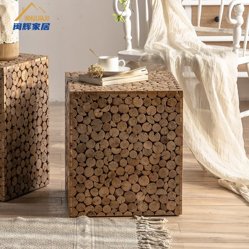 Homestay Coffee Table Splicing Solid Wood Square Tables Living Room Side Table Photography Decorative table basse de salon