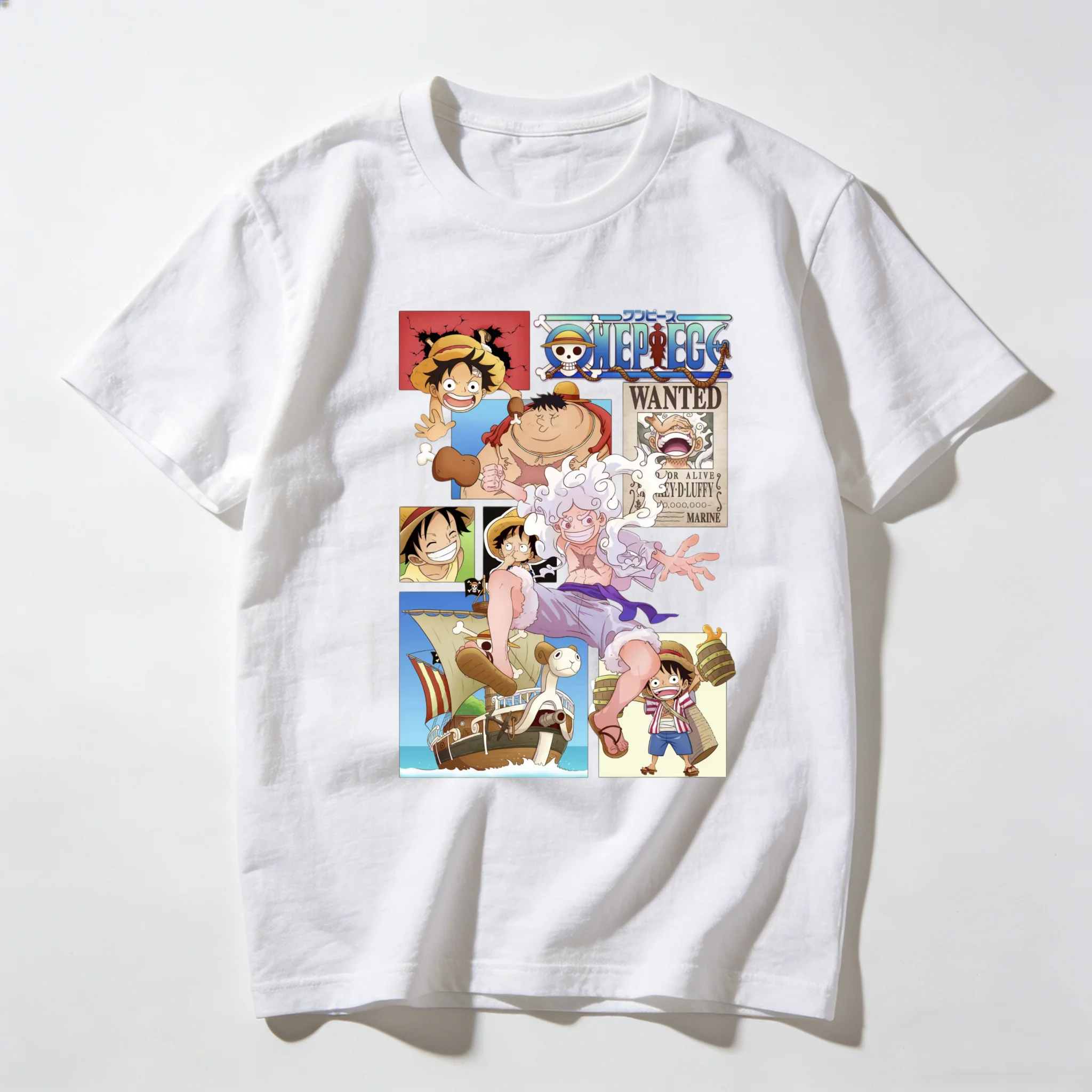 grafico-de-crescimento-luffy-one-piece-para-adultos-e-criancas-camiseta-de-algodao-com-estampa-de-colagem-de-cartazes-de-procurados-gear-fifth-childhood
