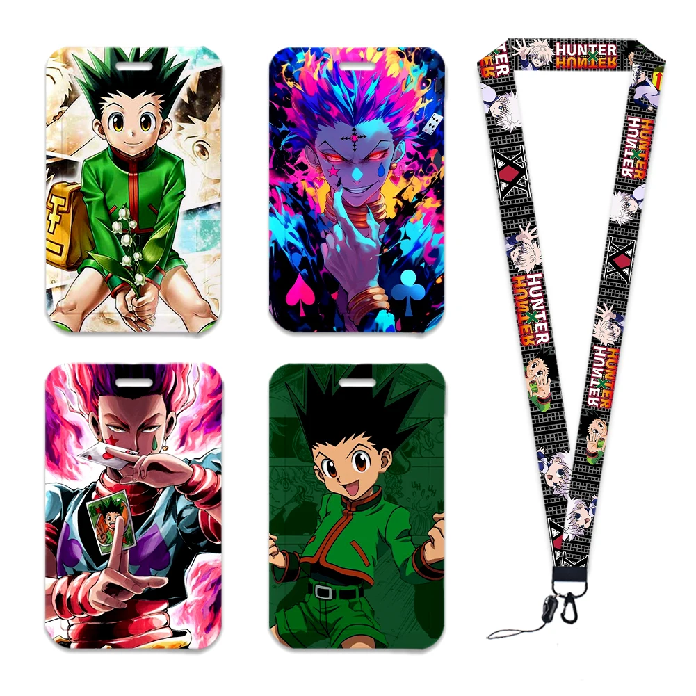 

Japanese Anime Hotsale Card Holders Cute Student Card Holder With Mobile Phone Lanyard Credit Card Cover Boys Bags Accessories