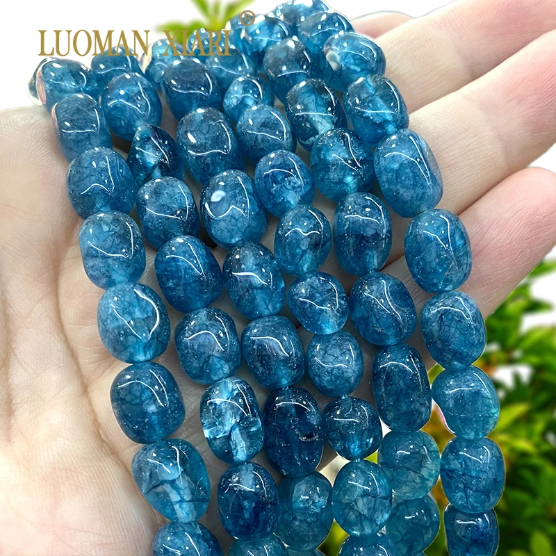 8x12MM Irregular Dark Blue Topazs Color Quarzt Natural Stone Loose Spacer Beads for Jewelry Making Diy Bracelet Accessories 15‘’