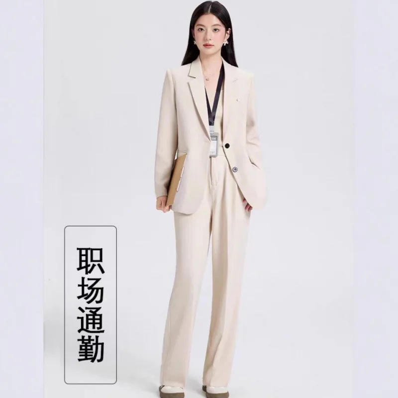 

Женский костюм Off-white, новый весенне-осенний стиль, высококачественная профессиональная одежда для офиса, деловой стиль для студенток.