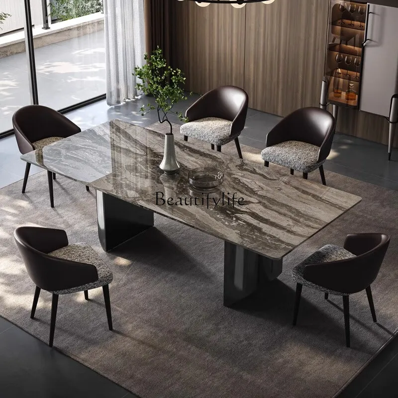 

Light luxury household marble dining table