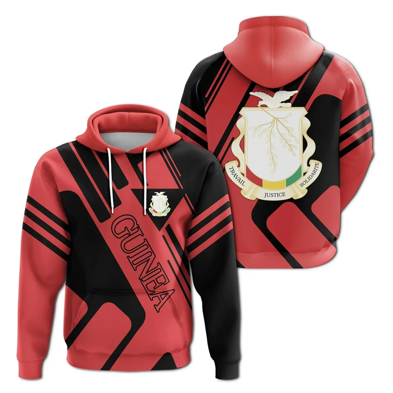 The Republic-of Guinea Map Flag 3D Printing Hoodies Guinea Coat Of Arms Graphic Hooded Sweatshirts Mens Pullovers Hooded Hoody