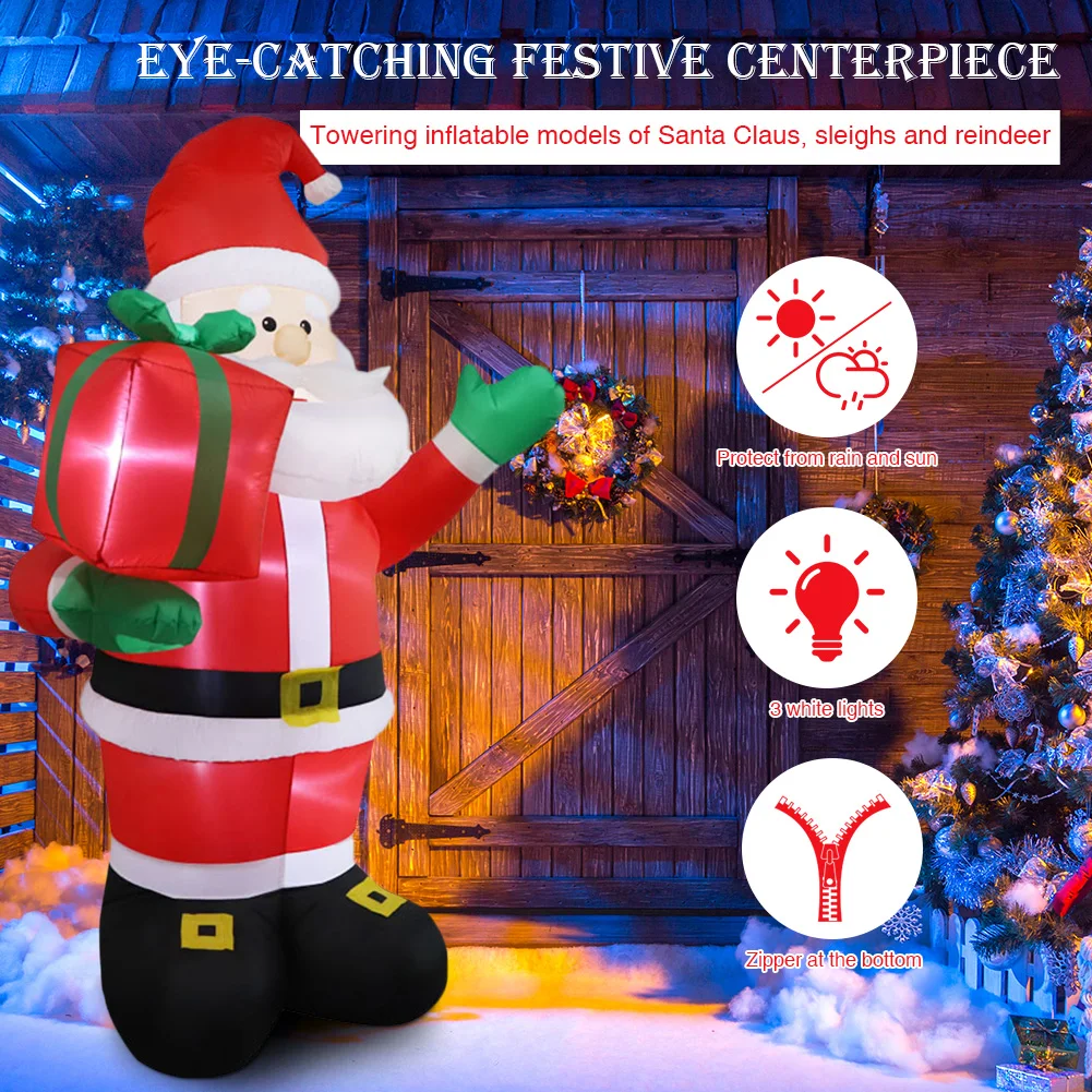 Décoration gonflable de noël, traîneau d'équitation du père noël, renne, décoration intérieure et extérieure, décor de fête de jardin ﻿