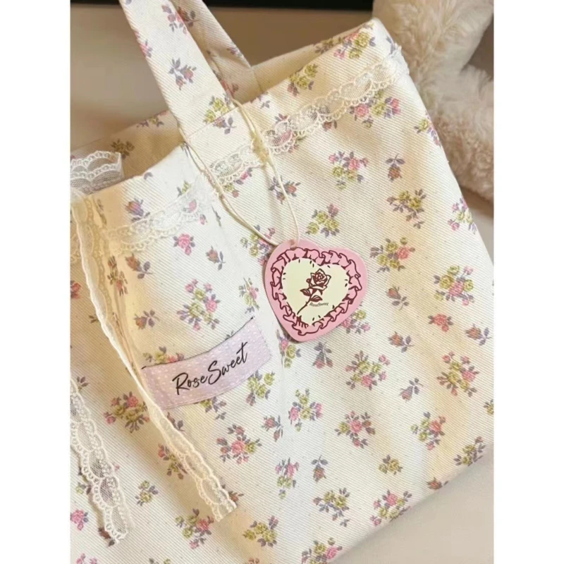 Summer floral small fresh shoulder bag trendy fashion large capacity handbag for girls artistic tote bag image 2