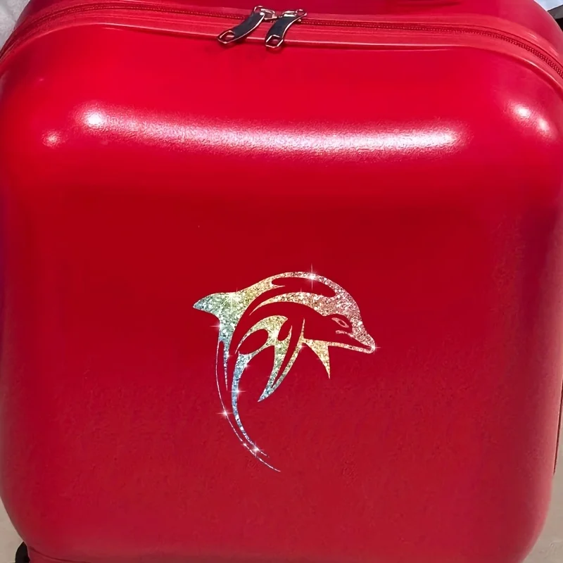 Sparkle Dolphin Vinyl Sticker, Waterproof Decal for Glass Door Window Fridge Luggage Body Bumper Motorcycle Helmet Laptop Decor