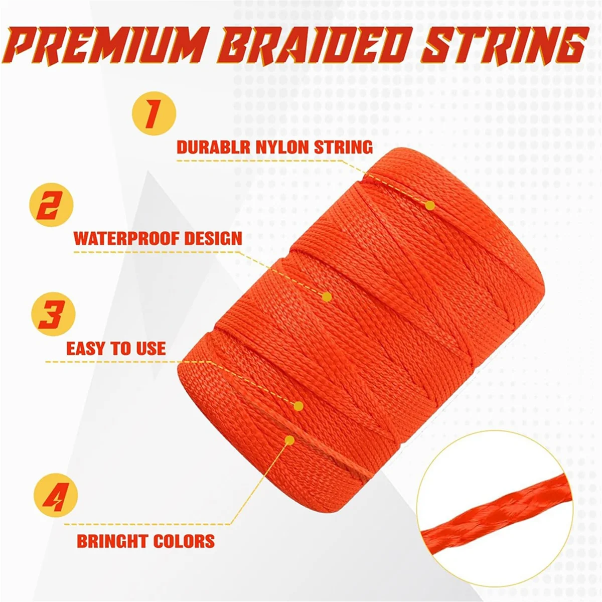 

A002 Упаковка из 2 шт. с ручкой, витая 2 плетеная строительная нейлоновая леска Plumb Bob для садоводства, каменных инструментов, строкового уровня