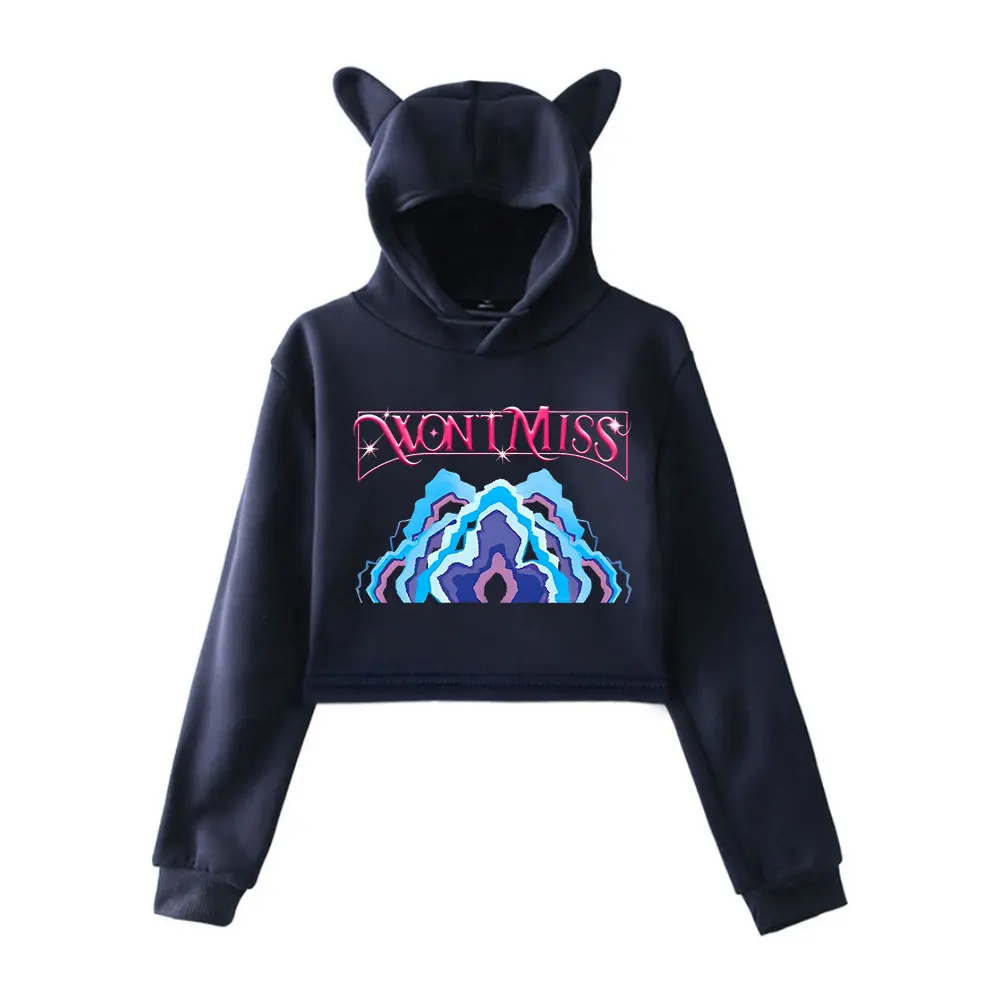 KPop Demon Hunters 2025 Merch Hoodies Sweatshirt for Girls Cat Ear Crop Pullover Casual Clothes