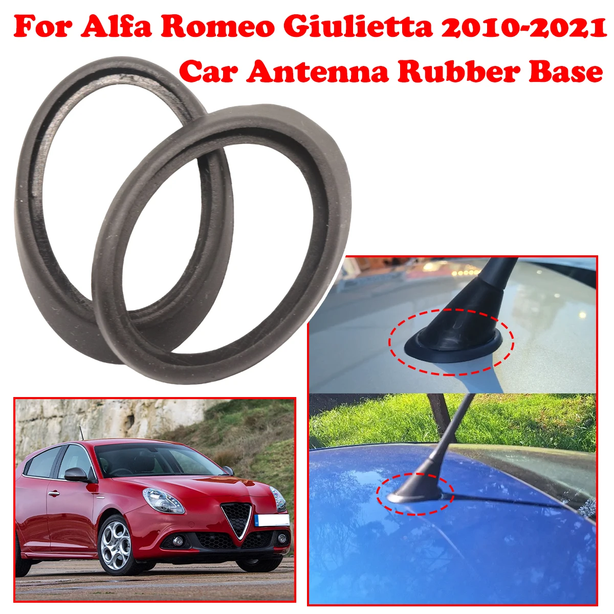 

2/4PC For Alfa Romeo 147 156 159 Mito Giulietta Car Radio Aerial Antenna Mast Whip Base Sting Roof Gasket Rubber Seal Pad ring