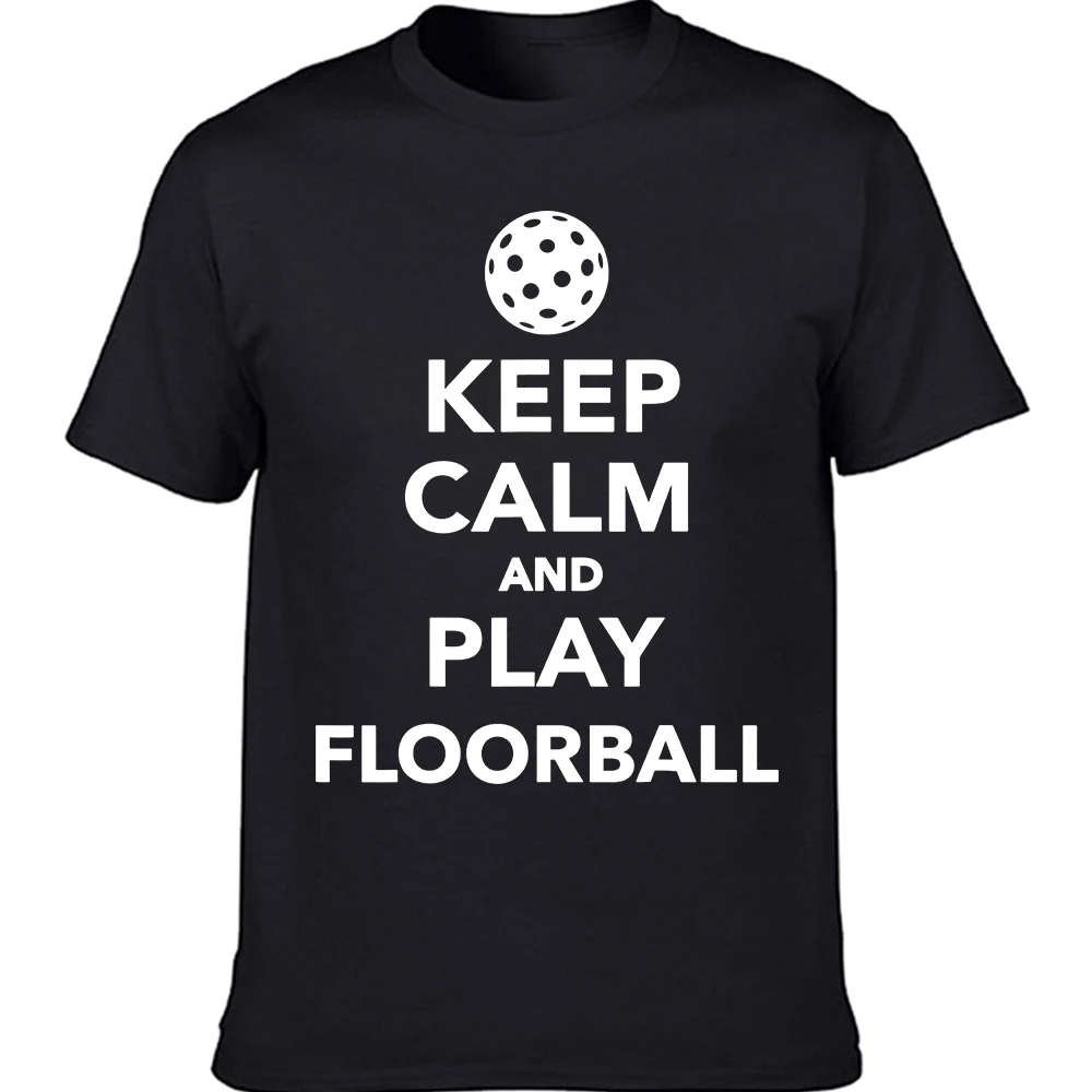 Summer Hot Sale brand tshirts Good Quality Funny Keep Calm and Play Floorball T Shirt Men T-Shirt Euro Size Round Neck Tee Shirt