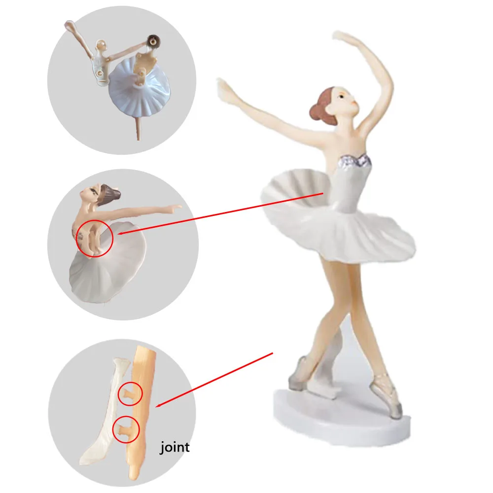 3 PCS Dancing Girl Ballerina Figurine Ballet Figurine Cake Topper For Girl Birthday Party Supplies Ballerina Cake Decoration