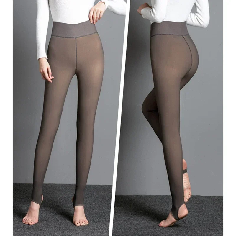 Women Fleece Tights Woman Warm Winter Pantyhose Sexy Translucent Stockings Thermal Elasticity Panty 2023 Fashion Leggings Female