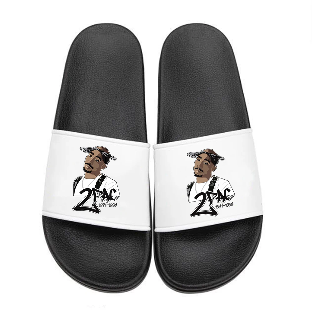 Rapper 2Pac tupac diapositive pantofole ragazze casa pantofola coppia estate uomo Indoor Outdoor infradito femminile morbido grande formato 35