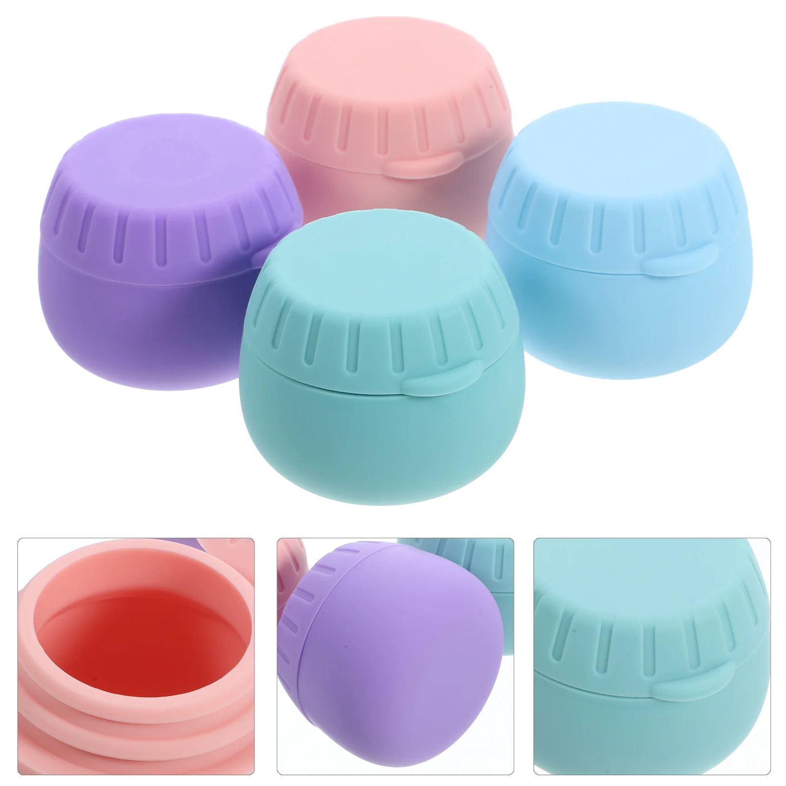 

4 Pcs Packing Box Cream Silicone Travel Jars Containers with Lids Lip Balm