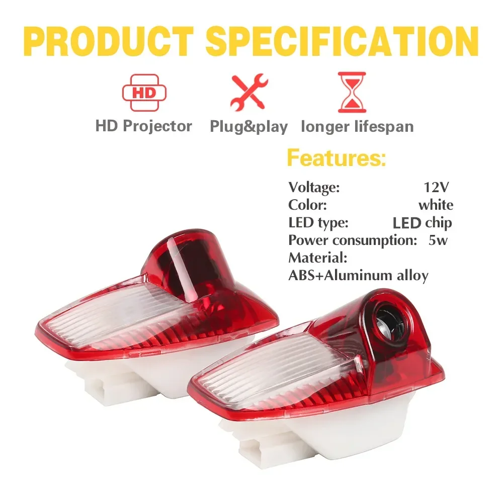 2x HD LED Car Door Light Ghost Shadow Welcome Lamp Auto Accessories For Porsche Panamera 970 Boxster 986 987 Cayman 911 997
