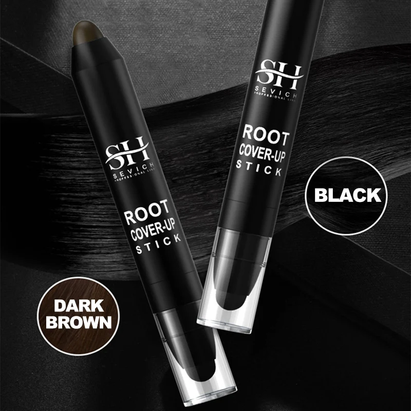 Sevich 3.8g One-Time Hair Dye Pen Black Dark Brown Root Cover Up Stick Instant Fast White Gray Hair Coverage DIY Hair Color