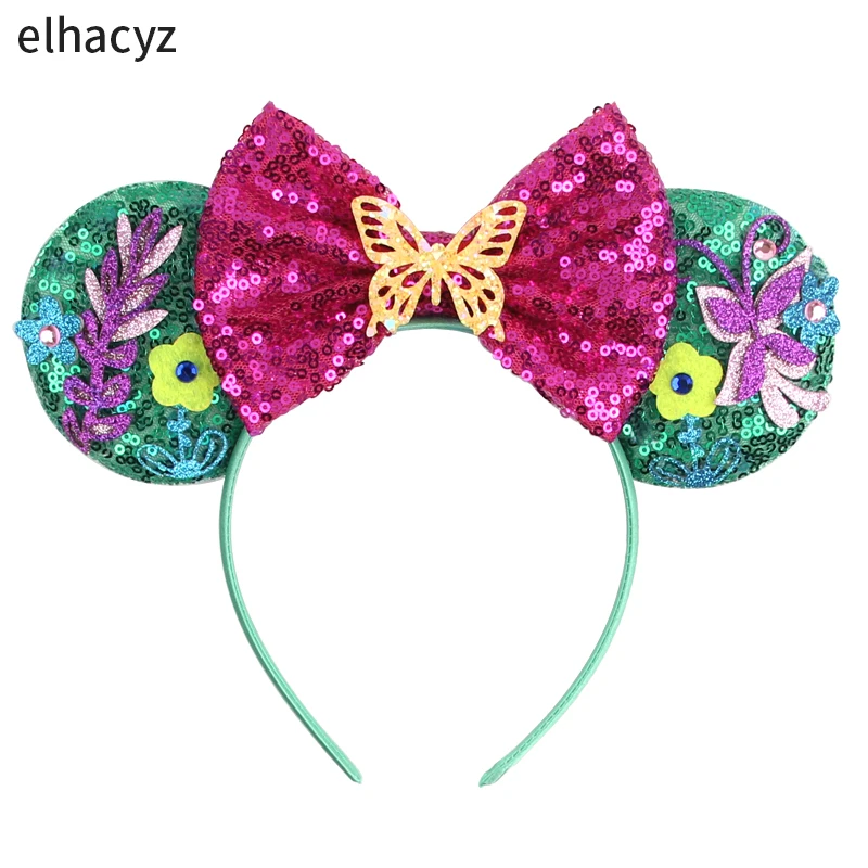 라이온 킹 귀 스팽글 보우 머리띠 여성용 스파클 마우스 귀 헤어 액세서리 생일 파티 코스프레 액세서리