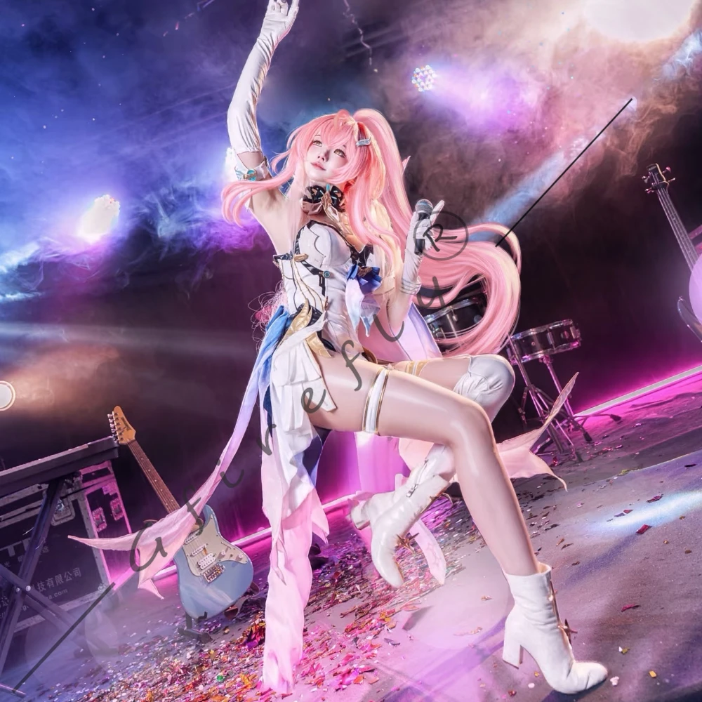 Wuthering Waves Aemeath Cosplay Costume Pink Tight Dress Cute Exquisite Accessories Wig Full Set Women Game Halloween Outfit