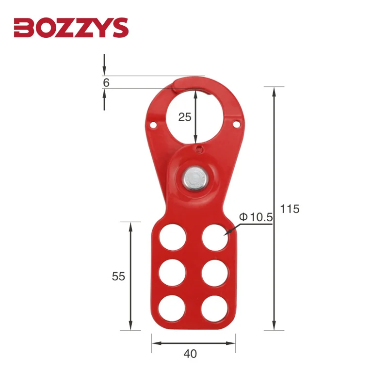 BOZZYS Anti-rust 6-holes Steel Lockout Hasp with High Temperature Plastic-coated for Lockout Tagout Equipment Management