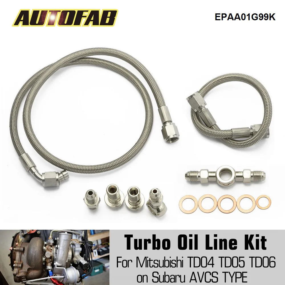 AUTOFAB Turbo Oil Feed Line Kit For Subaru AVCS Mitsubishi Turbo TD04 TD05 TD06 Turbos & Parts With Performance Part EPAA01G99K