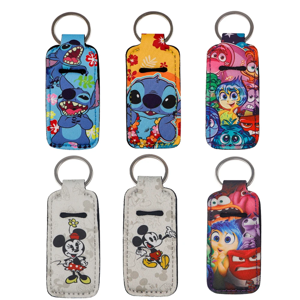 

Cartoon Movie Mouse Clip On Lipstick Holder Keychain Print Women Girls Keyring Trendy Lip Balm Key Chain Travel Accessories