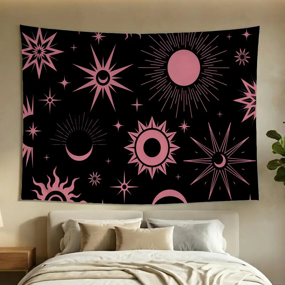 Elegant Sun Moon Horoscope Divination Tapestry Washable Soft Tapestry Wall Hanging Decor for Living Home Room Bedroom