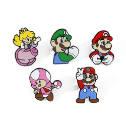 5 Pcs Creative Games SuperMario Metal Brooch Handsome Luigi enamel lapel Backpack Clothing Drop Oil Pin Jewelry Accessories Gift