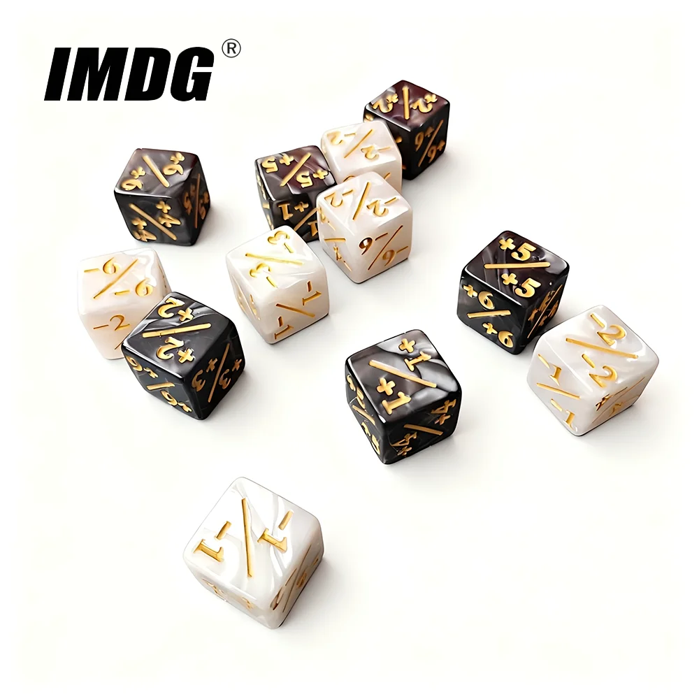 6Pcs/Pack 16mm Counting Dice Counters +1/-1 Black White Pearl Color D6 Square Corner Positive Negative Game Dice Cube