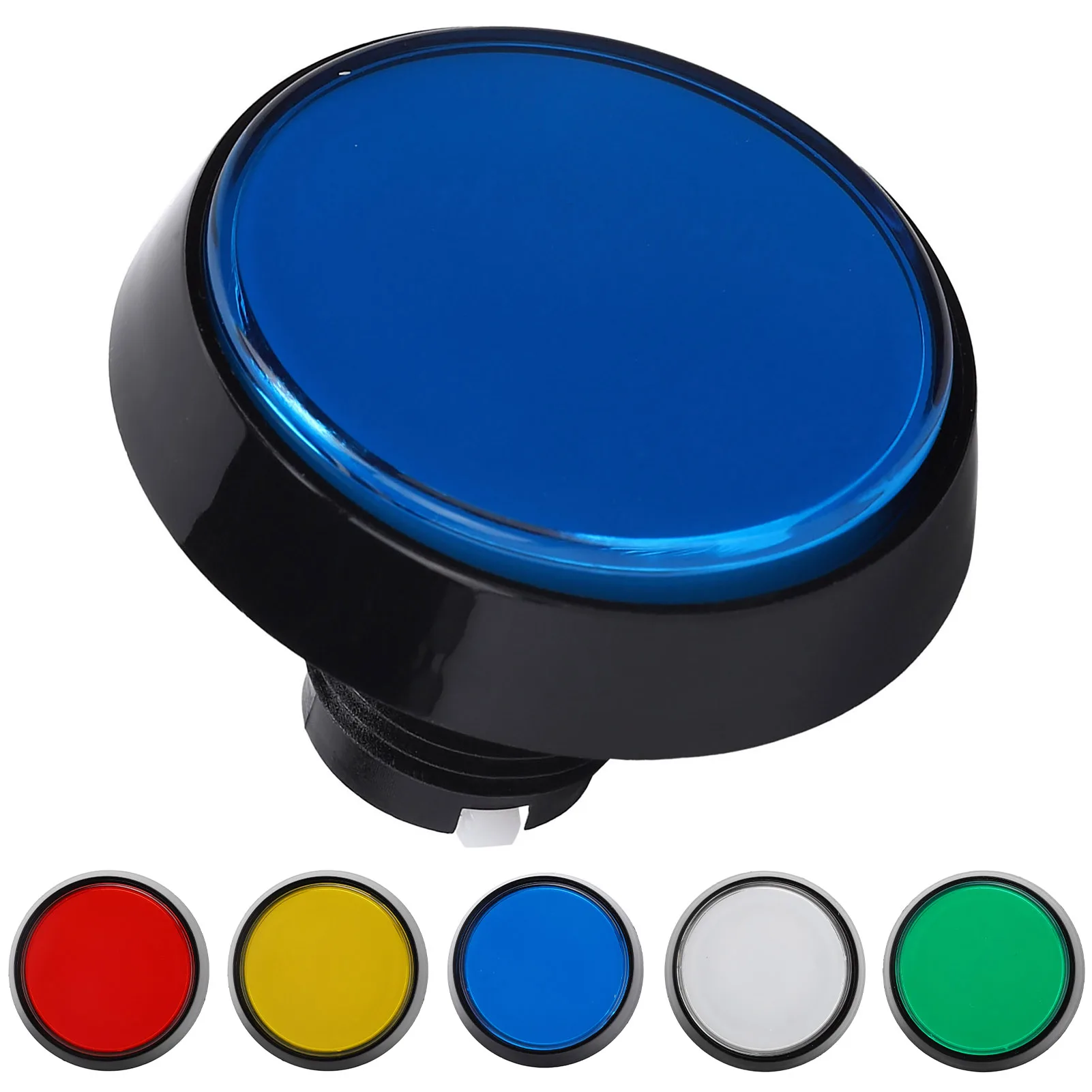 60mm Big Round Flat Button with LED Light 3‑Foot Switch for Crane Machine Game Console Mini Push Button Game Console Supplies