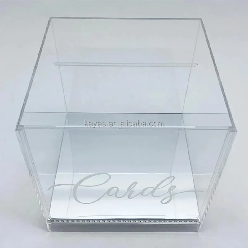 custom.Personalized Engraved Eco-Friendly Wireless LED Light Stand Acrylic Wedding Card Rack Fashionable Money Box Pa