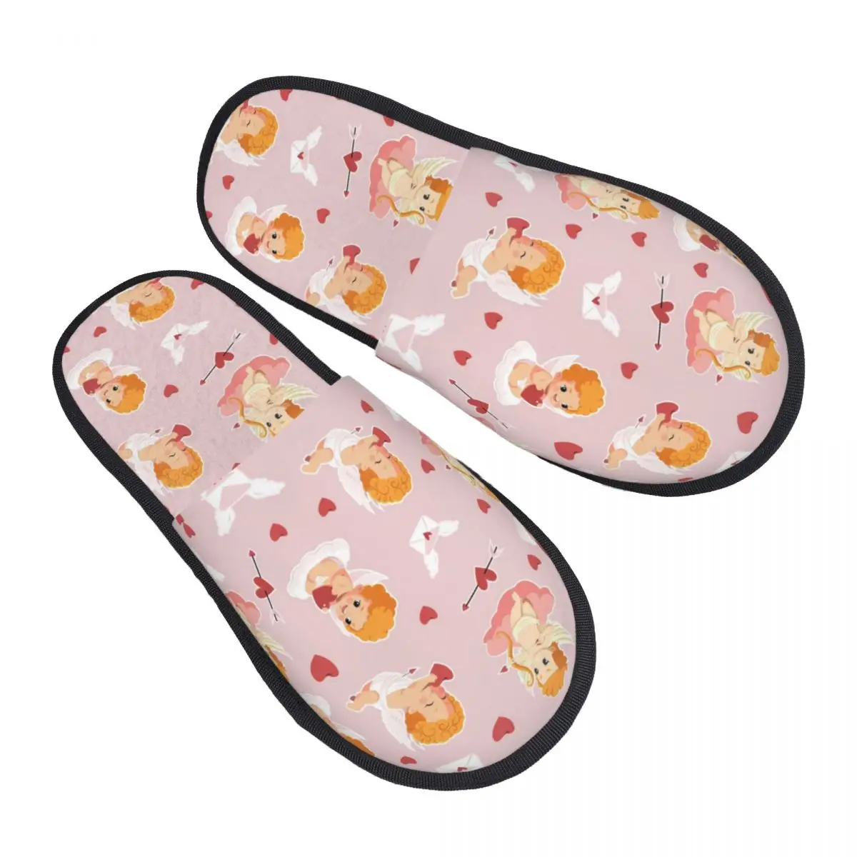 

Custom Little Cupid Seamless Pattern Soft Memory Foam House Slippers Women Comfy Warm Anti-skid Sole Slipper