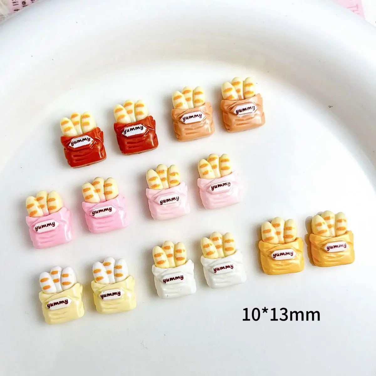 Kleurrijke Simulatie Baguette Nail Art Charms Schattig Creatief Frans Brood Crème Lijm Nageldecoraties voor DIY Telefoonhoesje Nagels